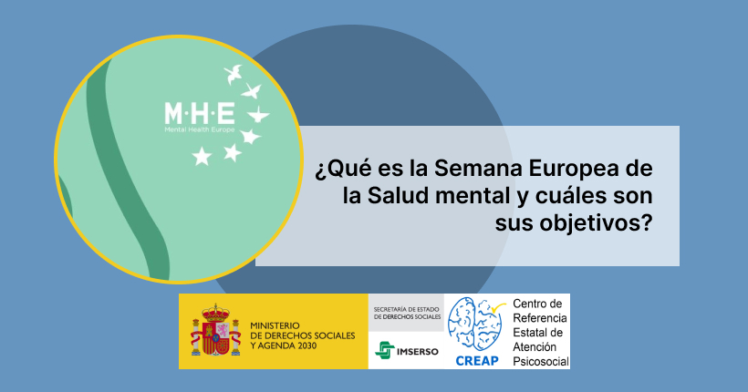 Imagen en la que se ve el título de la entrada y una imagen circular del logo de Mental Health Europe