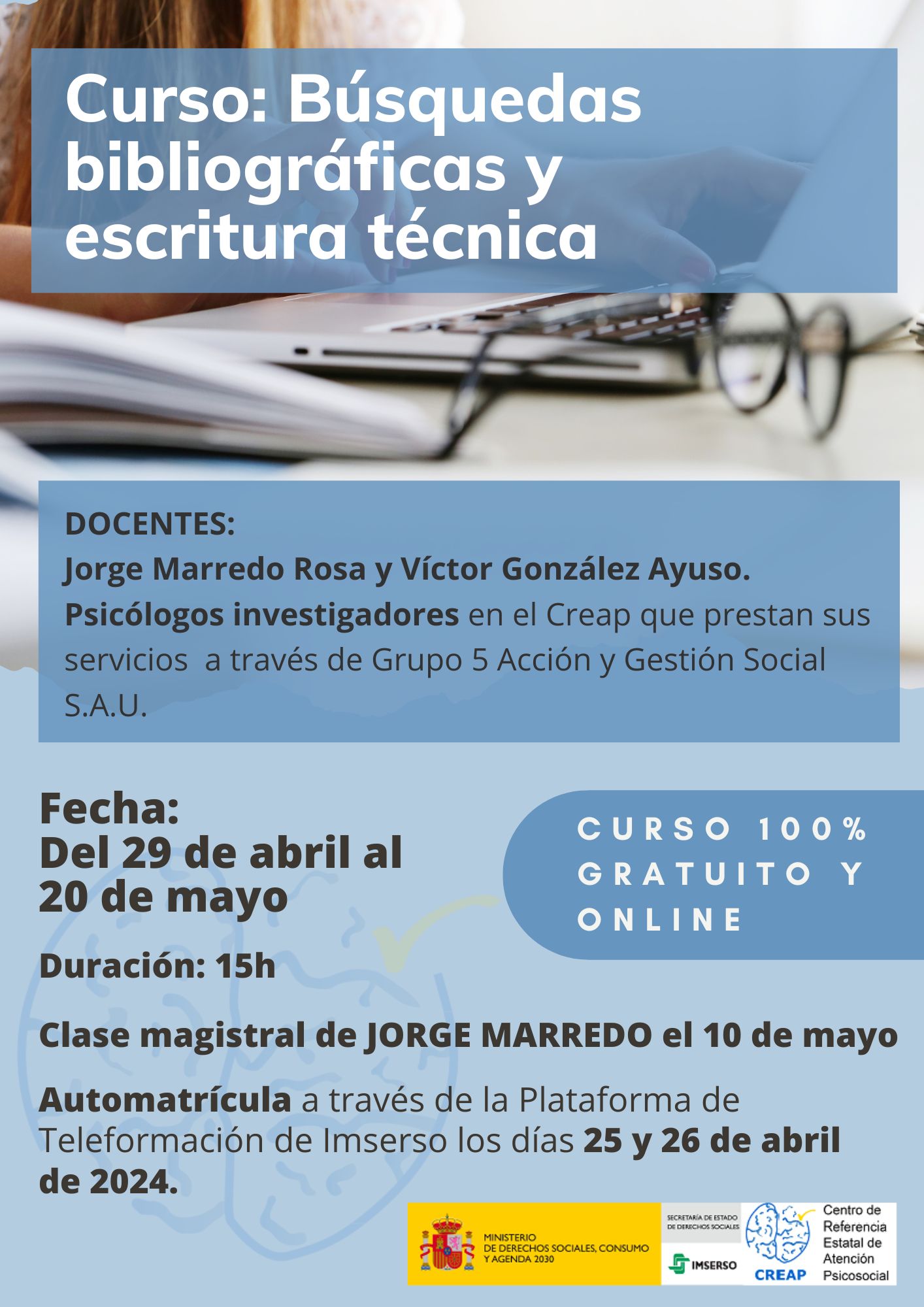 Cartel del curso Búsquedas bibliográficas y escritura técnica Cartel del curso Búsquedas bibliográficas y escritura técnica