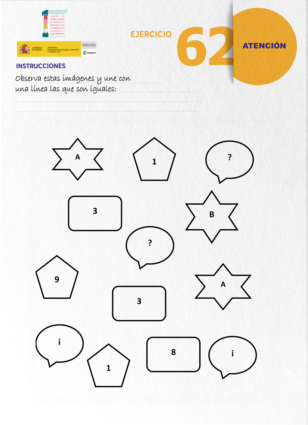 Ejercicio de estimulación cognitiva publicado en el blog del CREA.