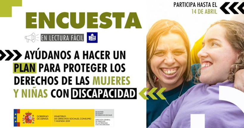 Cartel con la encuesta del Ministerio de Derechos Sociales, Consumo y Agenda 2023
