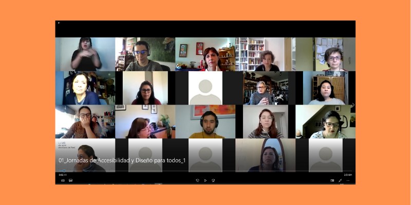 Pantalla de zoom con caras de los alumnos y ponentes del curso.