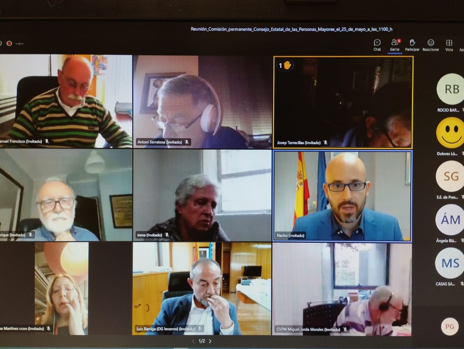 Un momento de la reunión extraordinaria del Consejo Estatal de las Personas Mayores por videoconferencia