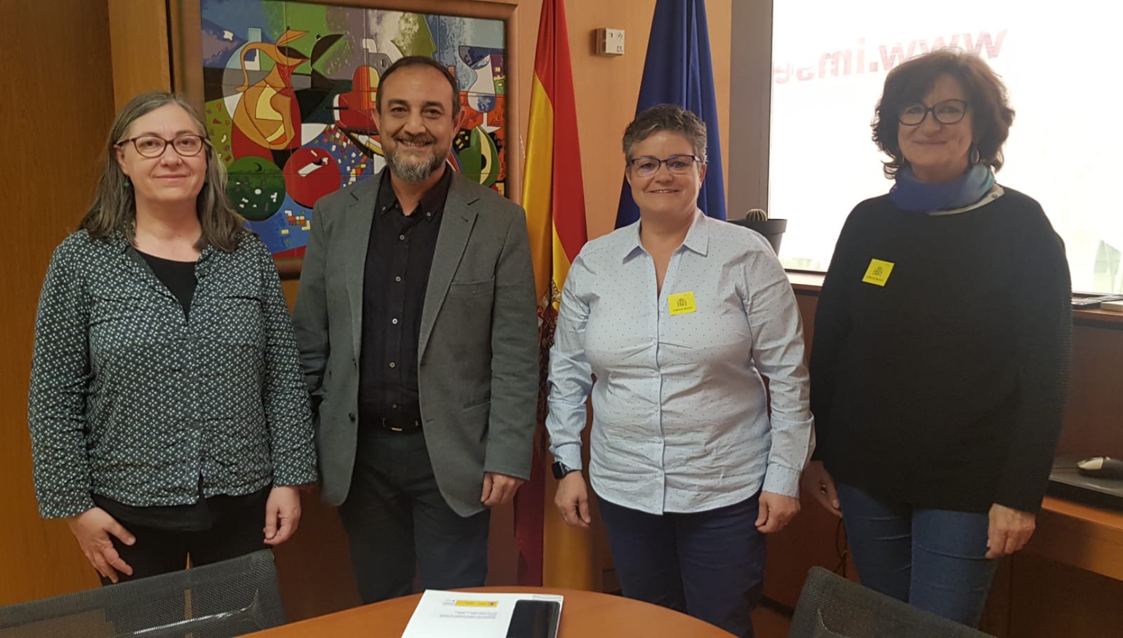 D. Luis Alberto Barriga junto a Dª Emiliana Vicente, Dª LLuisa Moncunill y Dª Marta Carvada