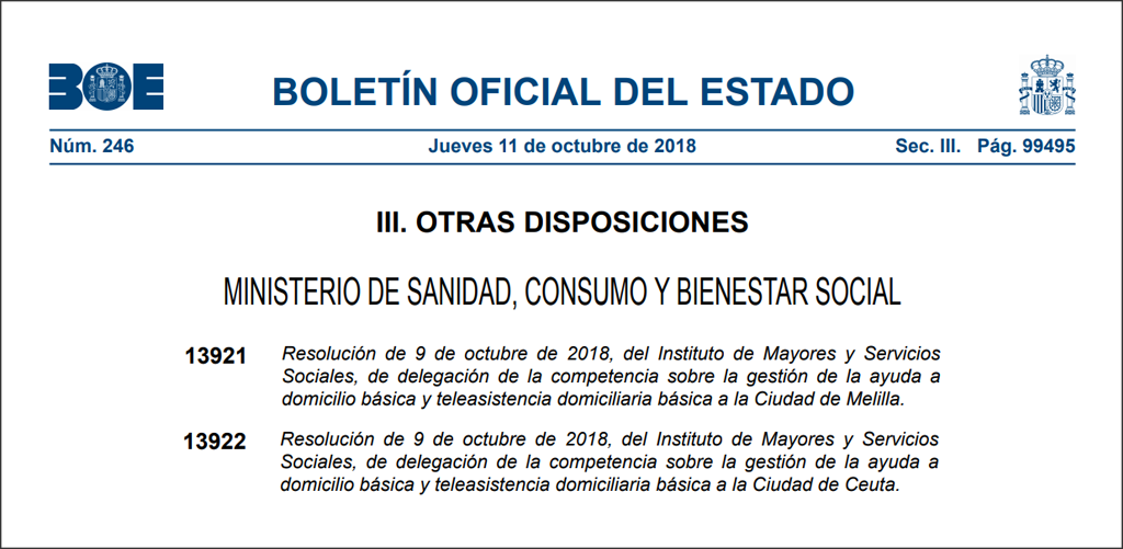 Resolución en el BOE