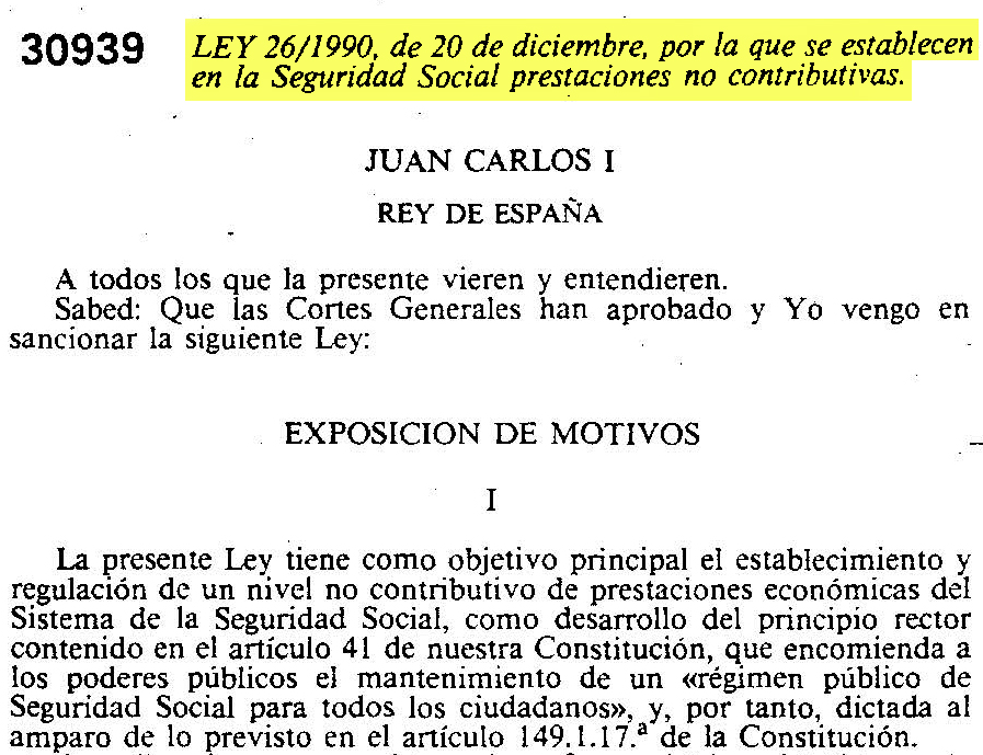 Boletín Oficial del Estado en el que fue publicada la Ley 26/1990