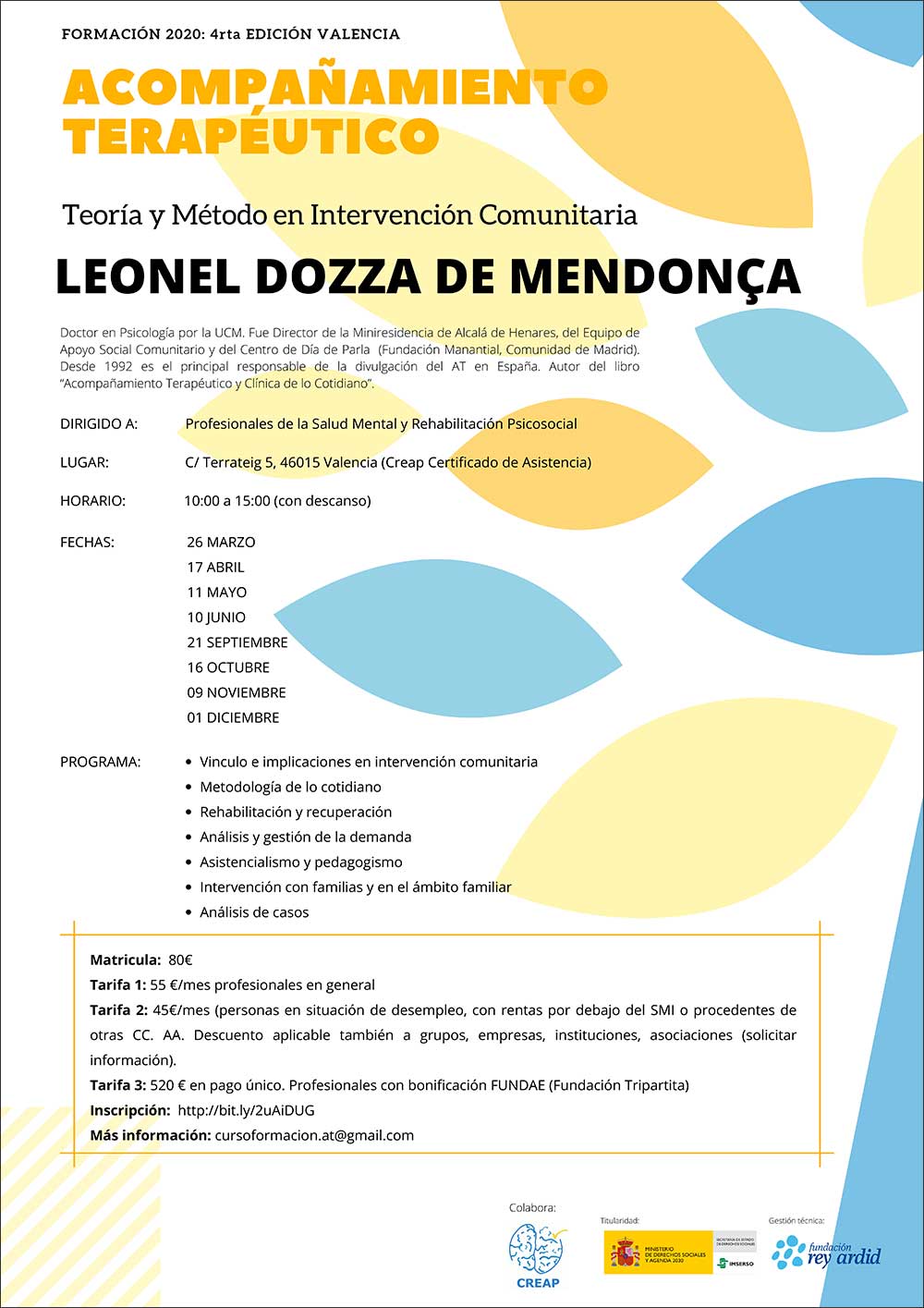 Cartel de la cuarta edición del curso acompañamiento terapéutico