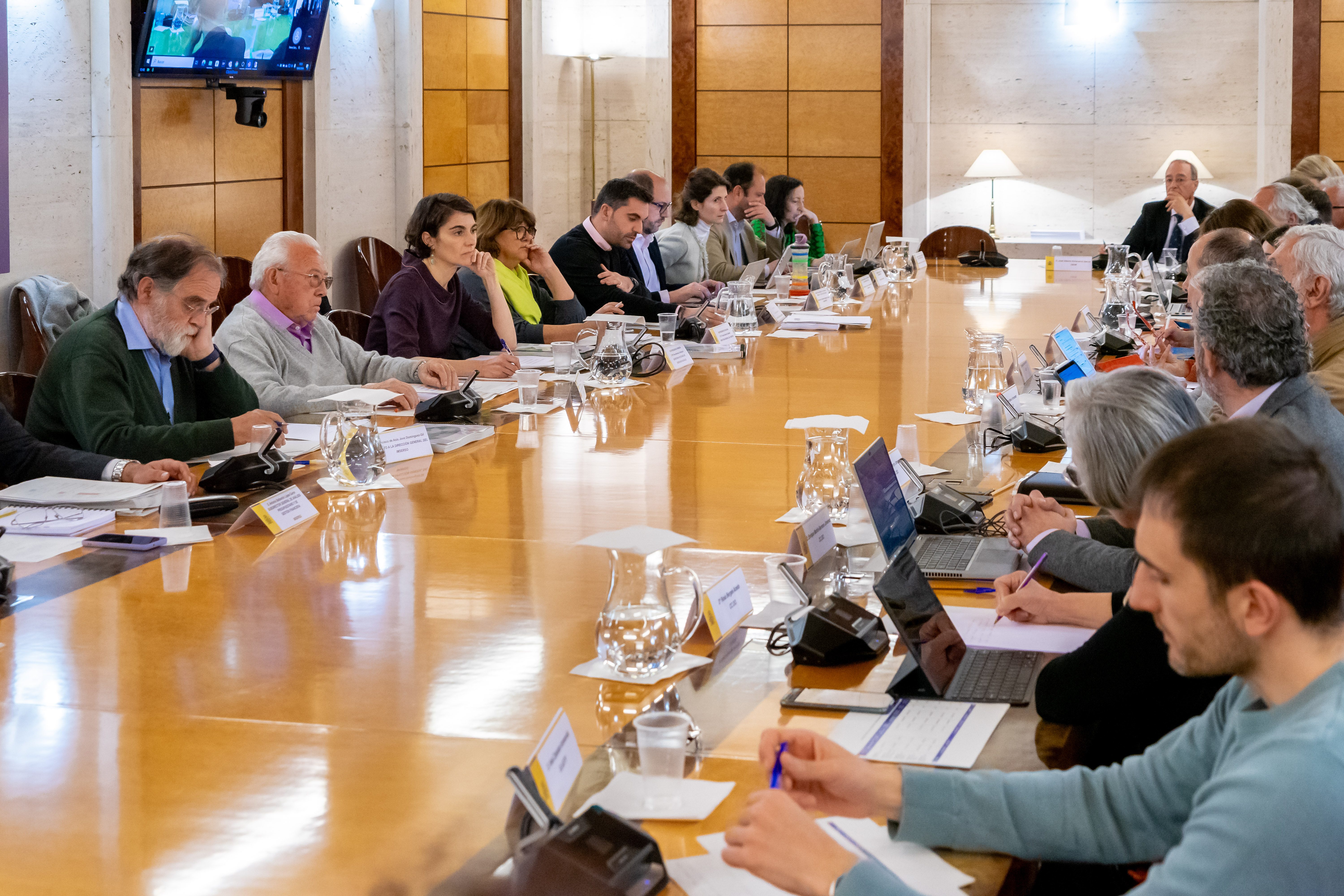 La secretaria de Estado de Derechos Sociales, Rosa Martínez, junto con la directora general del Imserso, María Teresa Sancho presidiendo el primer Consejo General del Imserso del 2024.