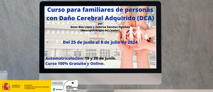Cartel del curso para familiares de personas con Daño Cerebral Adquirido. Cartel curso.