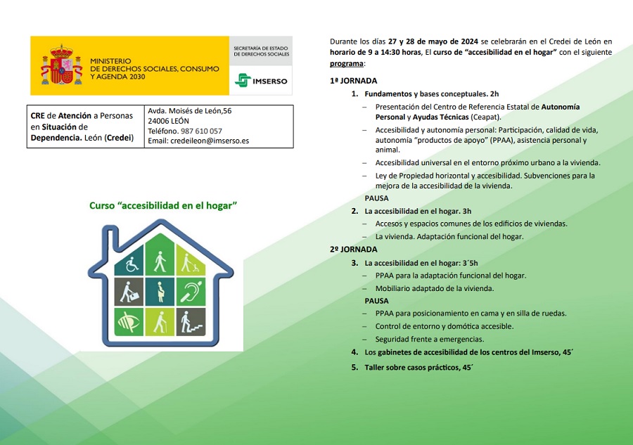 Cartel del curso «Accesibilidad en el hogar».