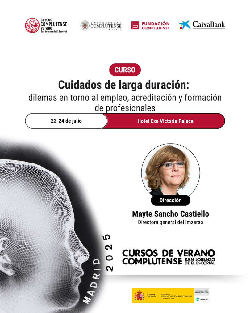 Cartel del curso «Cuidados de larga duración: dilemas en torno al empleo, acreditación y formación de profesionales»