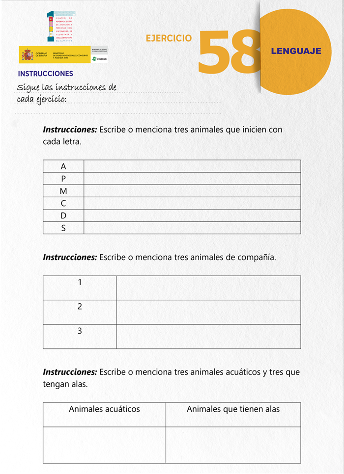 Ejercicio de estimulación cognitiva publicado en el blog del CREA.