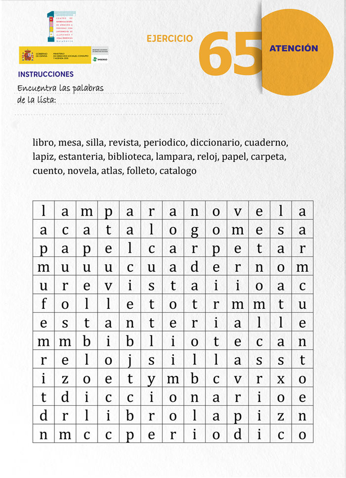 Ejercicio de estimulación cognitiva publicado en el blog del CREA.