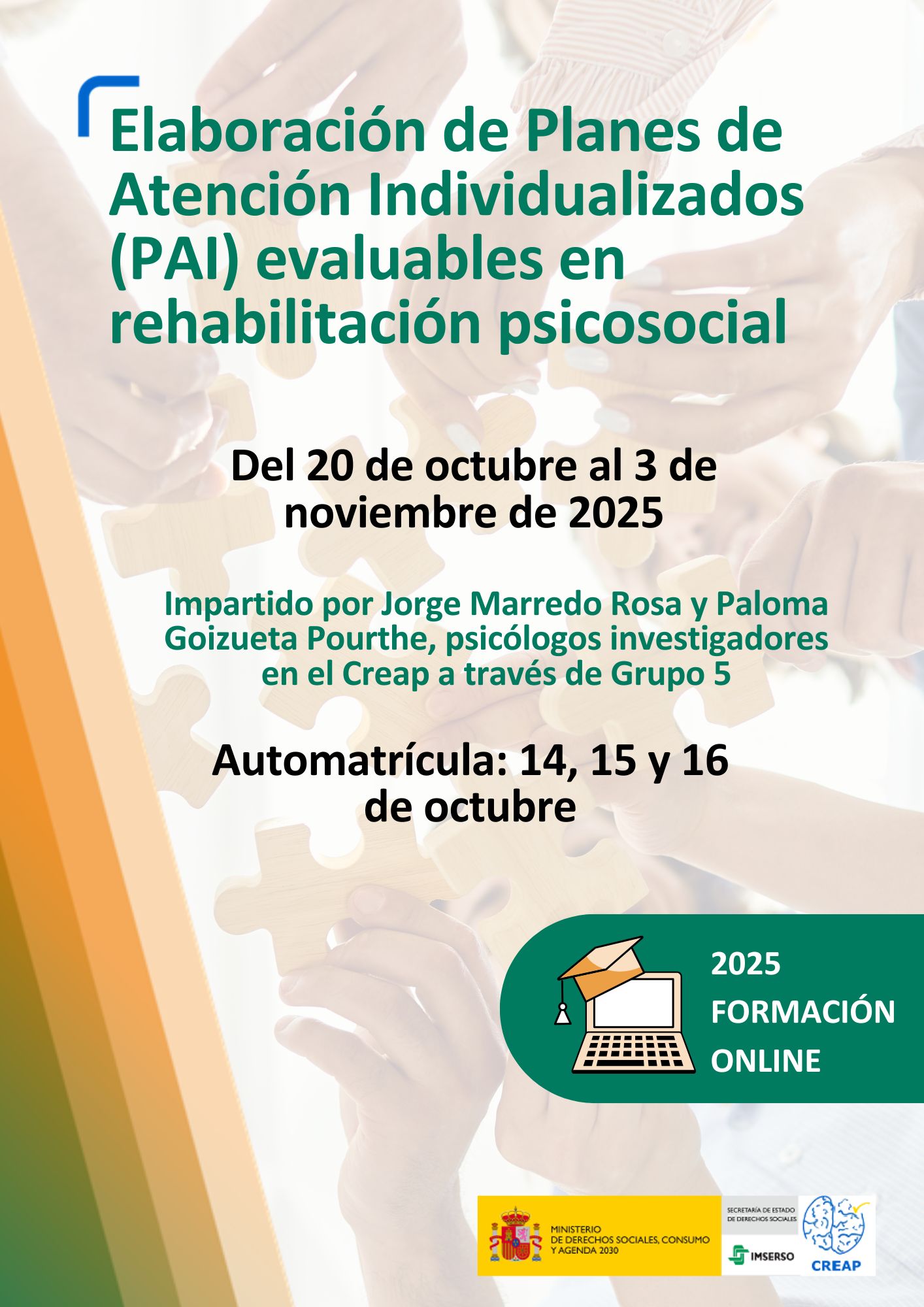 Cartel Curso Elaboración de Planes de Atención Individualizados